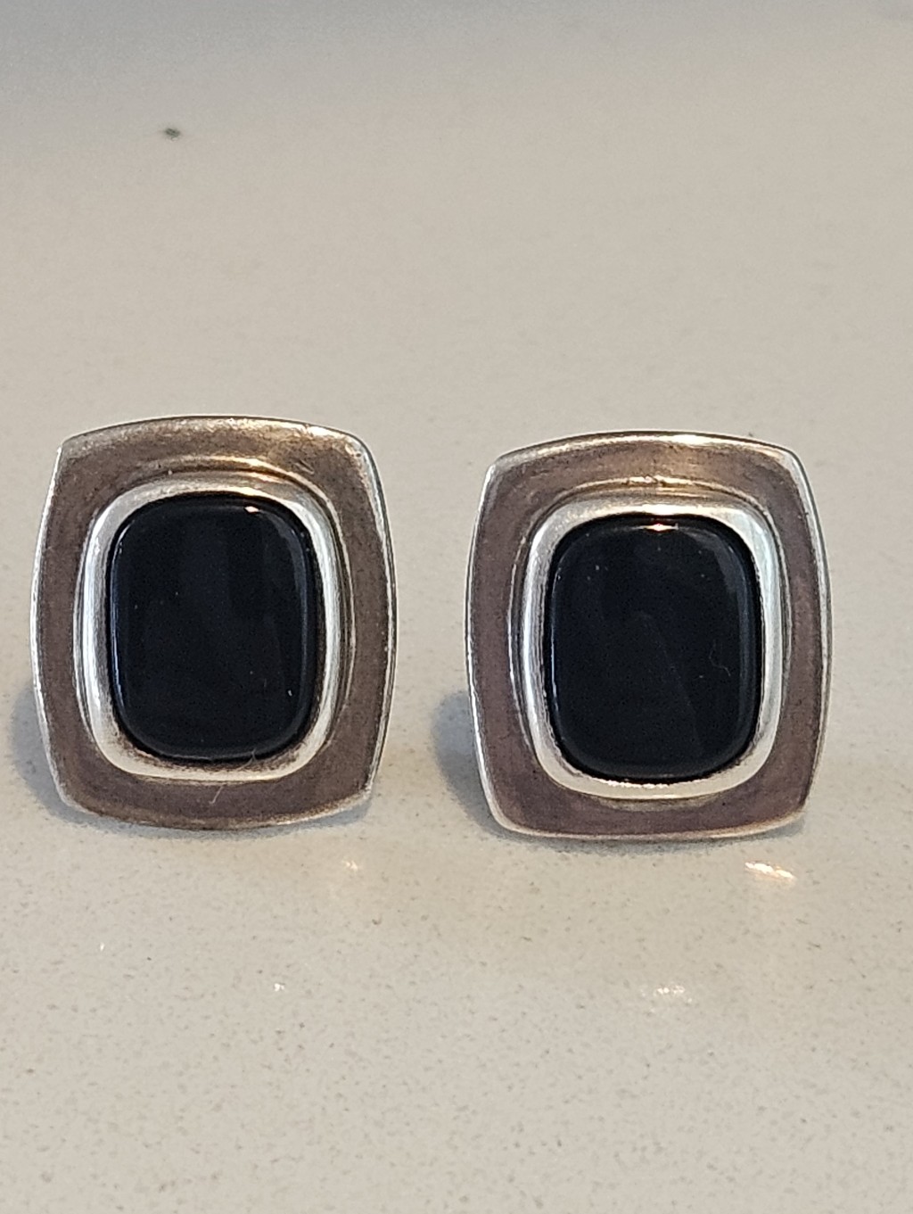 Luxury Designer James Reid Jr Ltd Sterling Silver Black Onyx Square Cufflinks